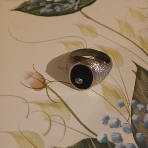 Vintage Silver and Black Onyx Statement Ring SZ 11